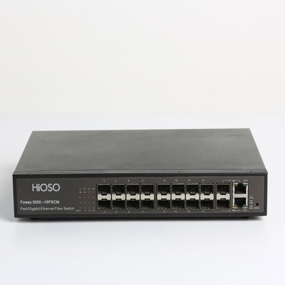 Hioso繊維スイッチ16 +2コンボのアップリンクAC100V視覚スイッチ サポート網Snmpの保証電子力