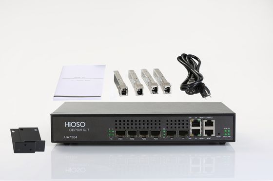 HW ZTEの責任と互換性があるHiOSO HA7304 4 PON OLT AC100-240Vの金属の箱ピザ箱EPON OLT